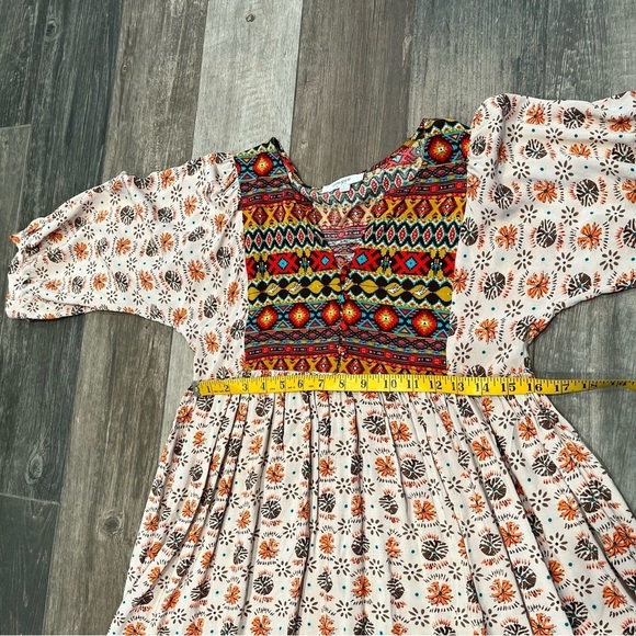 Umgee Aztec Dove Pattern 3/4 Sleeve Tunic Mini Dress Boho Western Rodeo Sz Small - Picture 12 of 12